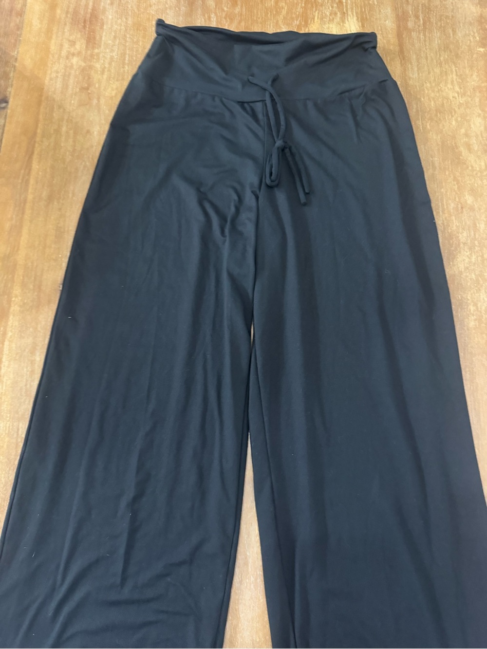 Black Wide-Leg Drawstring Lounge Pants
